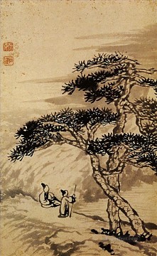 Shitao Shi Tao Painting - Conversación de Shitao al borde del vacío 1698 tinta china antigua